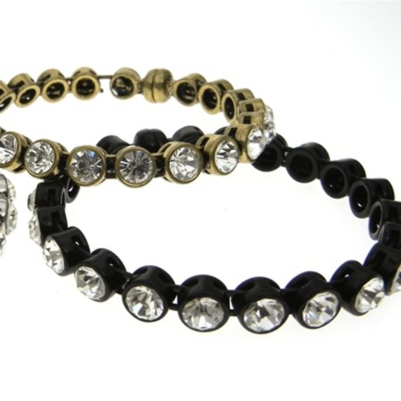 Chicos Bracelet Gunmeta Black and Clear Crystal NWT - Picture 2 of 2